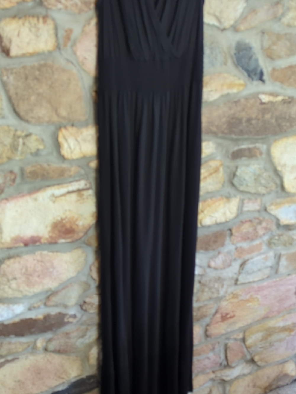 Lascana Sleeveless Black Maxi Dress with Floral Embroidered V-Neck - Picture 11 of 13